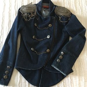 Alice + Olivia military jacket denim